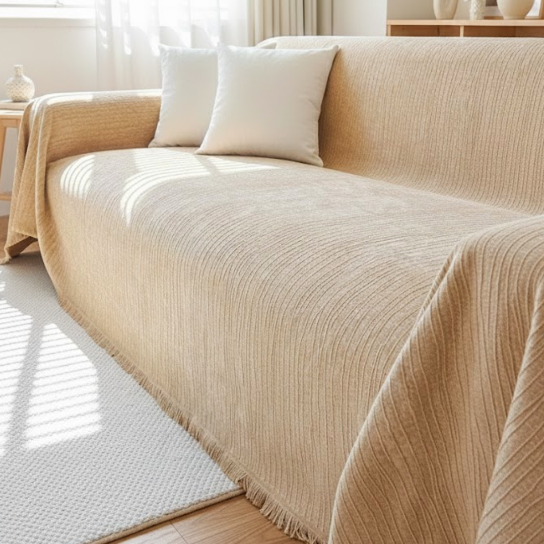 ナチュラルリラックスフリンジソファカバー