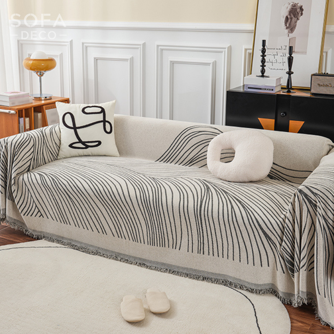 北欧スタイルストライプソファカバー