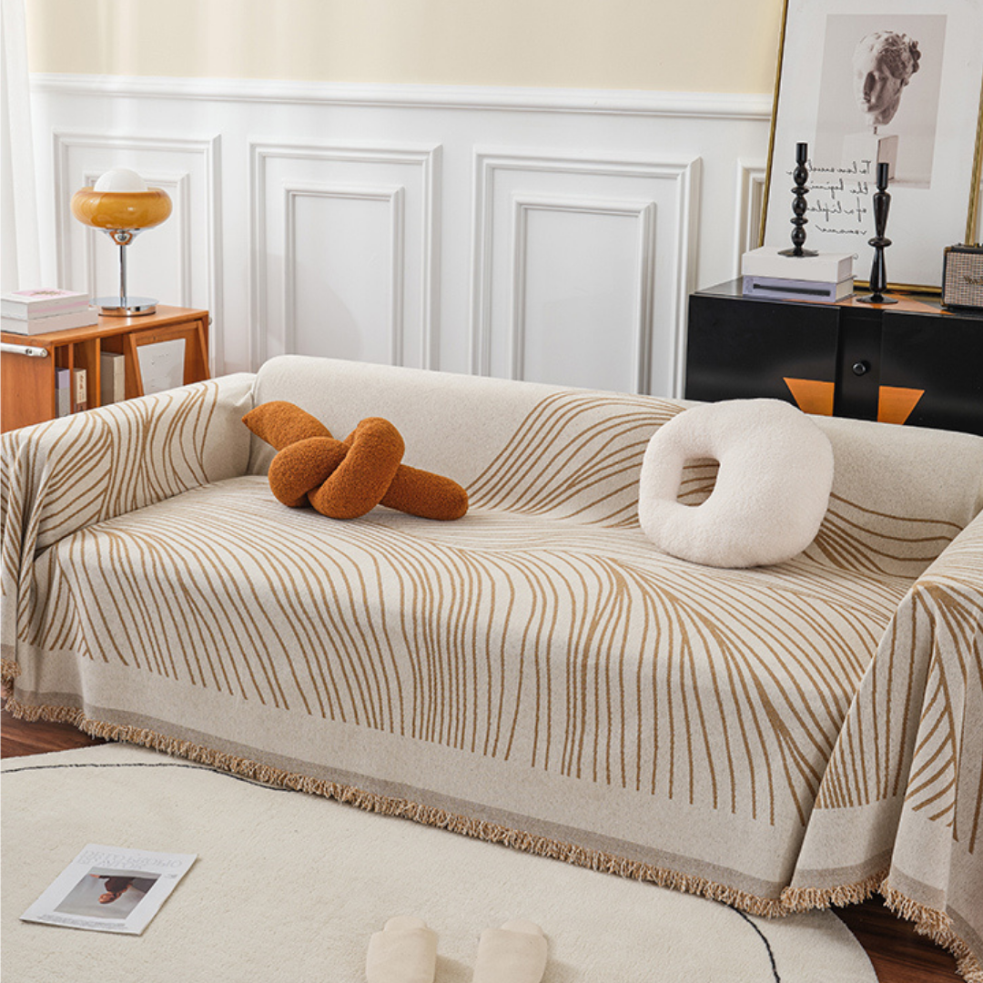 北欧スタイルストライプソファカバー