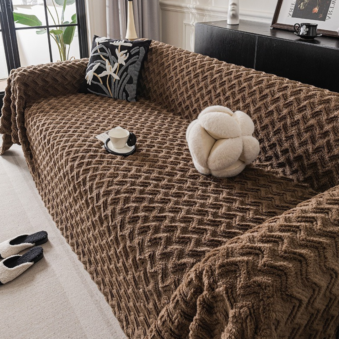 シェブロンストライプもこもこソファカバー