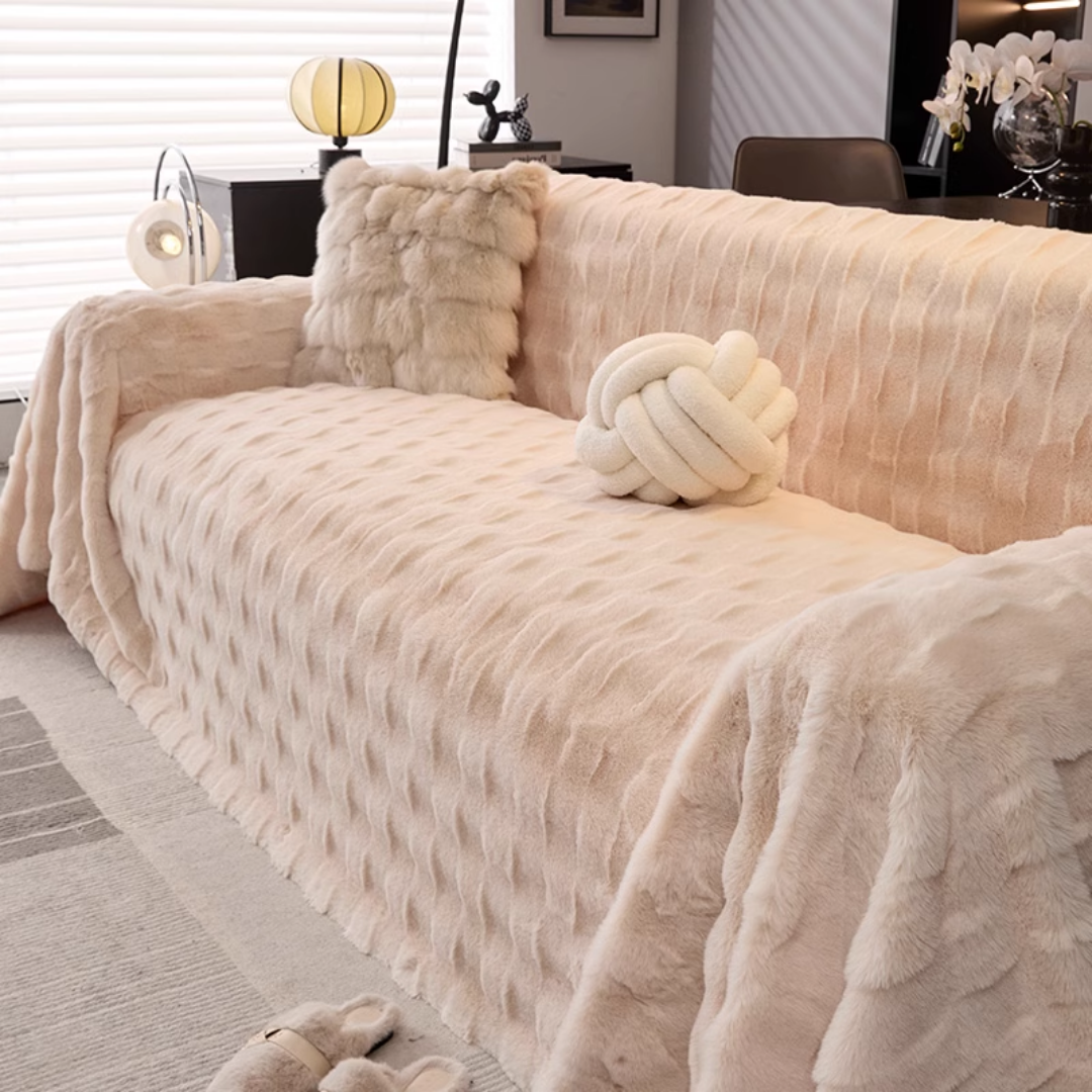 北欧風ファーエンボスソファカバー