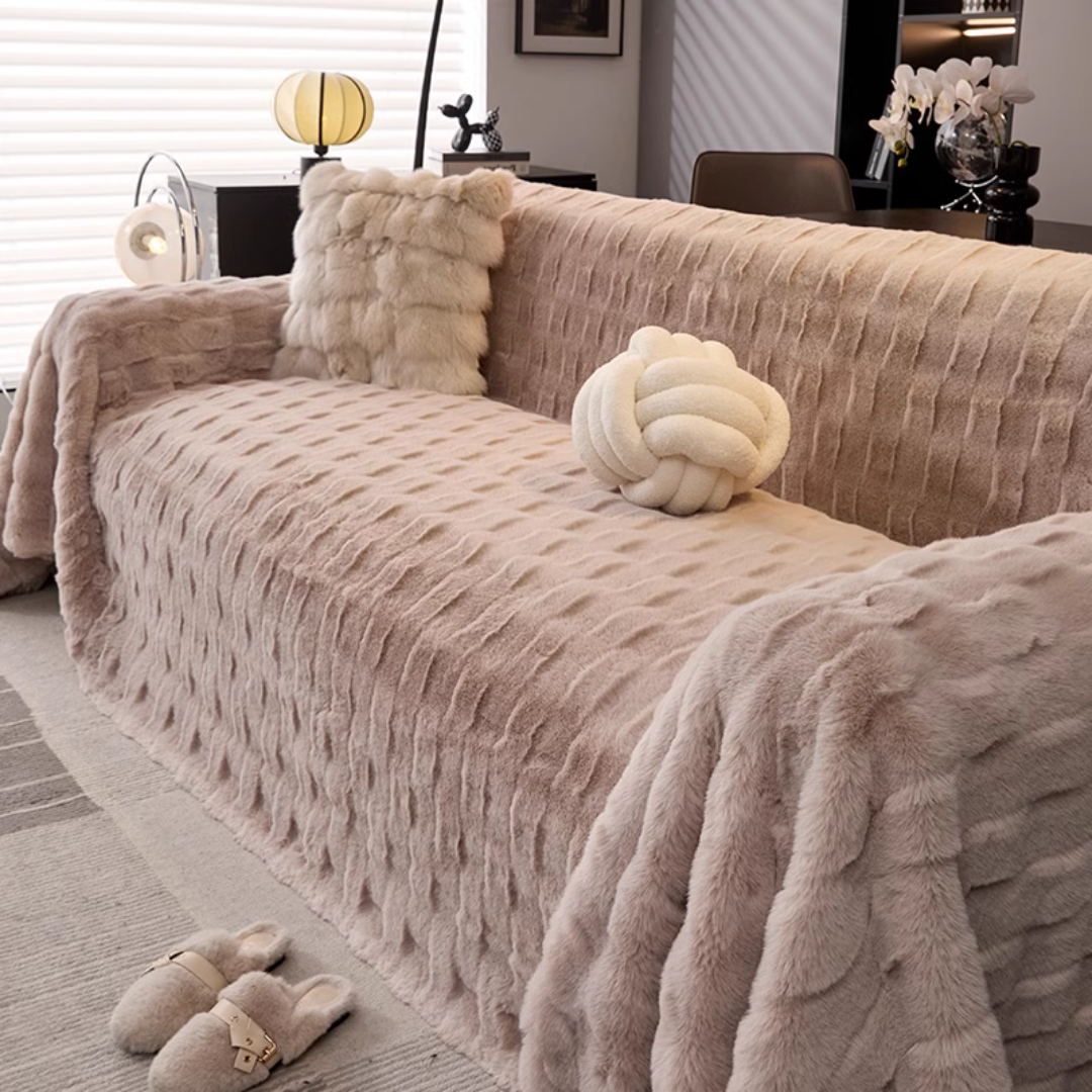 北欧風ファーエンボスソファカバー