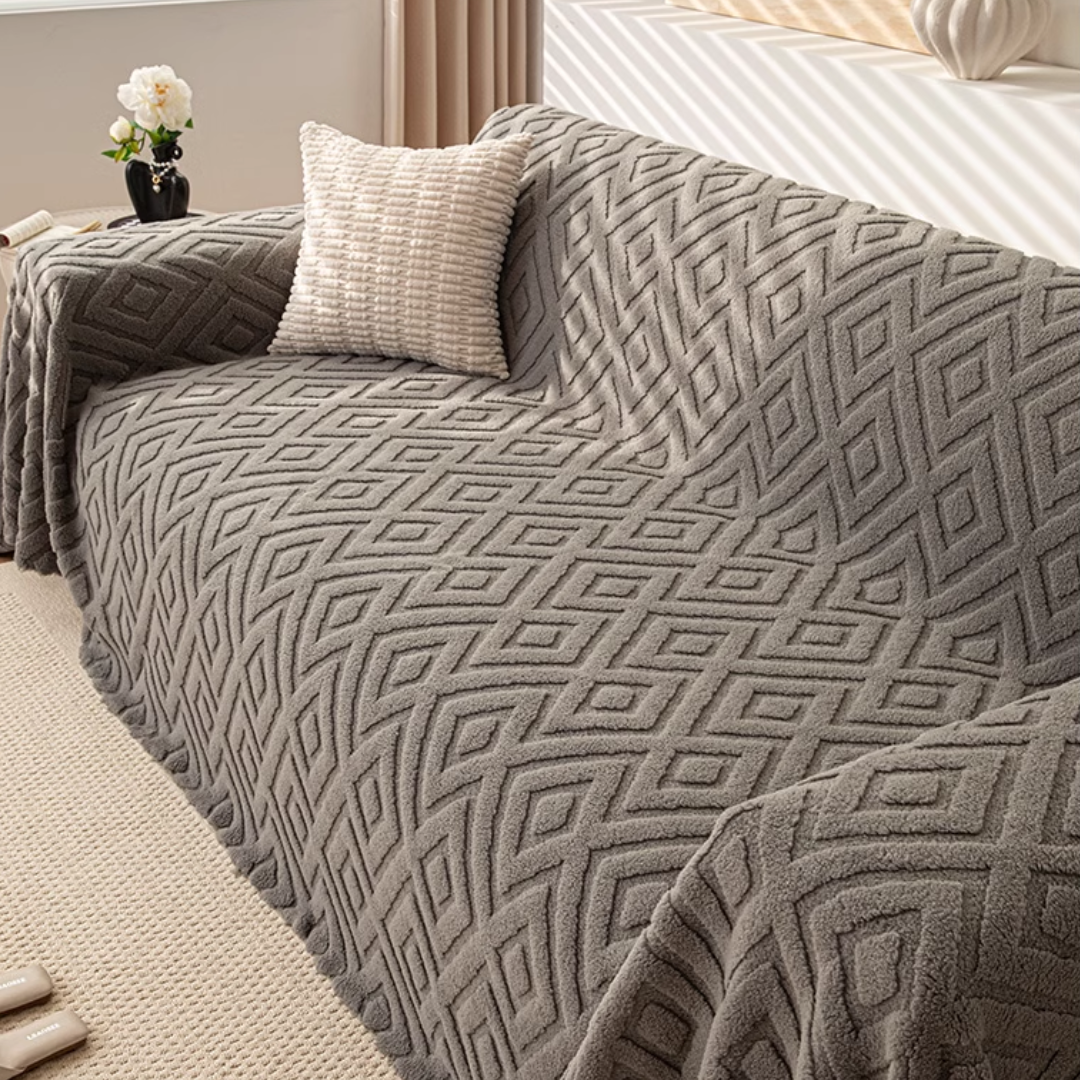 ベルベット調ダイヤモンドキルトソファカバー