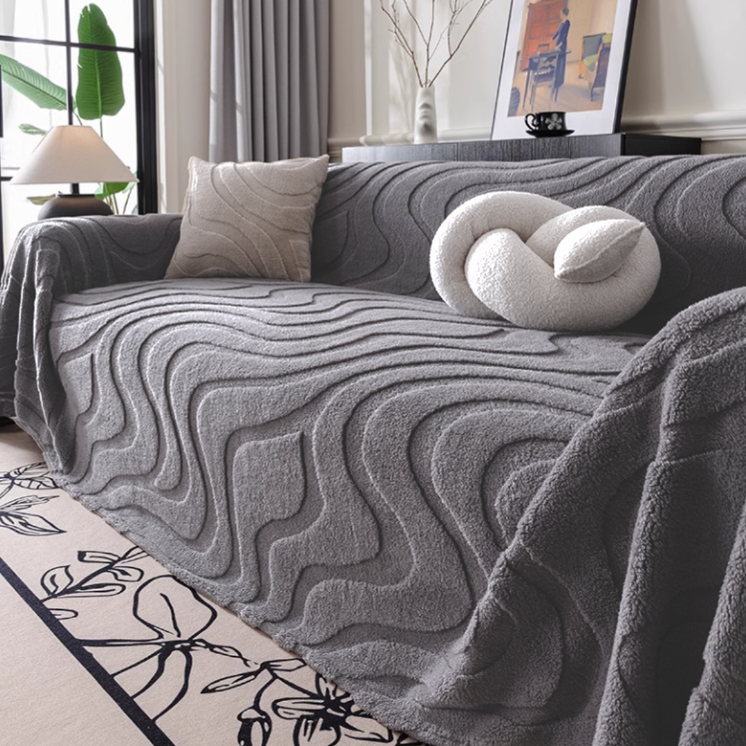 ラグジュアリーウォームウェーブソファカバー