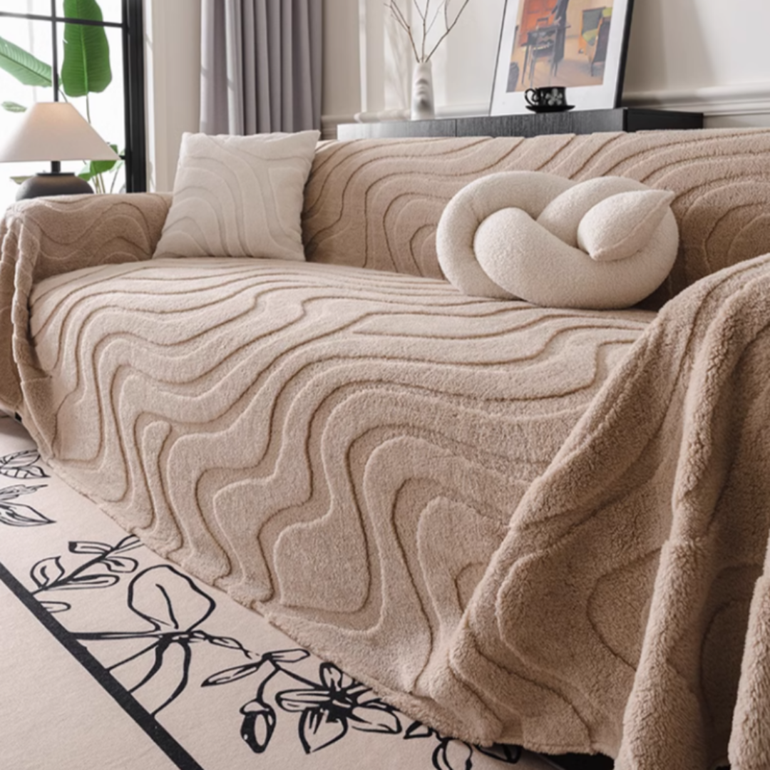 ラグジュアリーウォームウェーブソファカバー