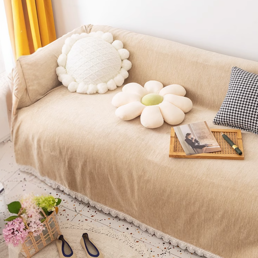 シェニール風クラシックレースソファカバー