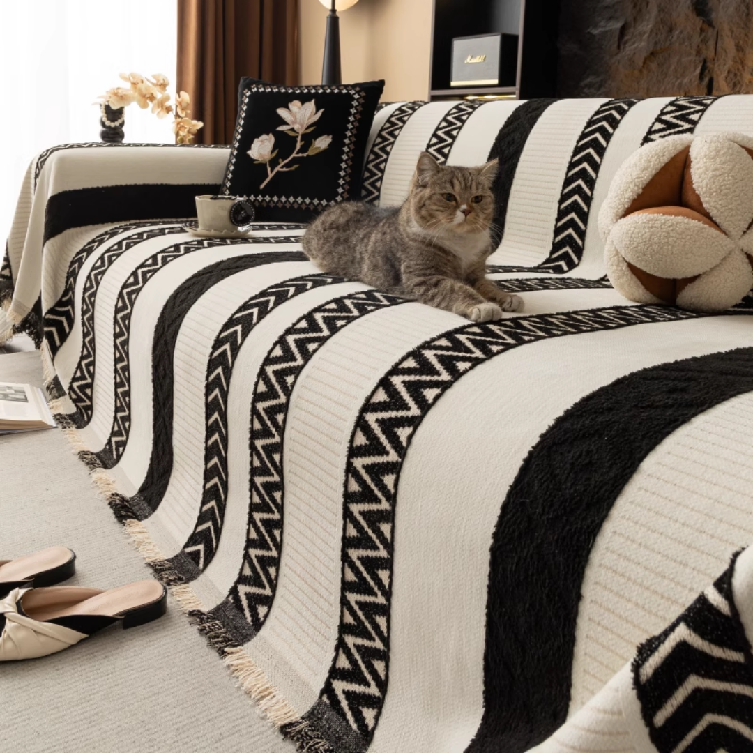 ナチュラルジオメトリックソファカバー