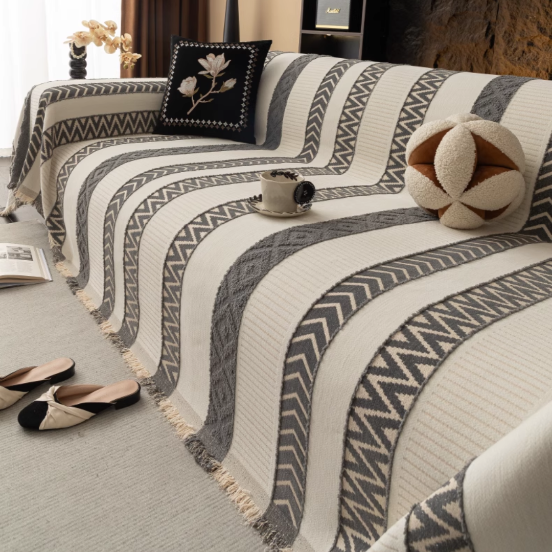 ナチュラルジオメトリックソファカバー