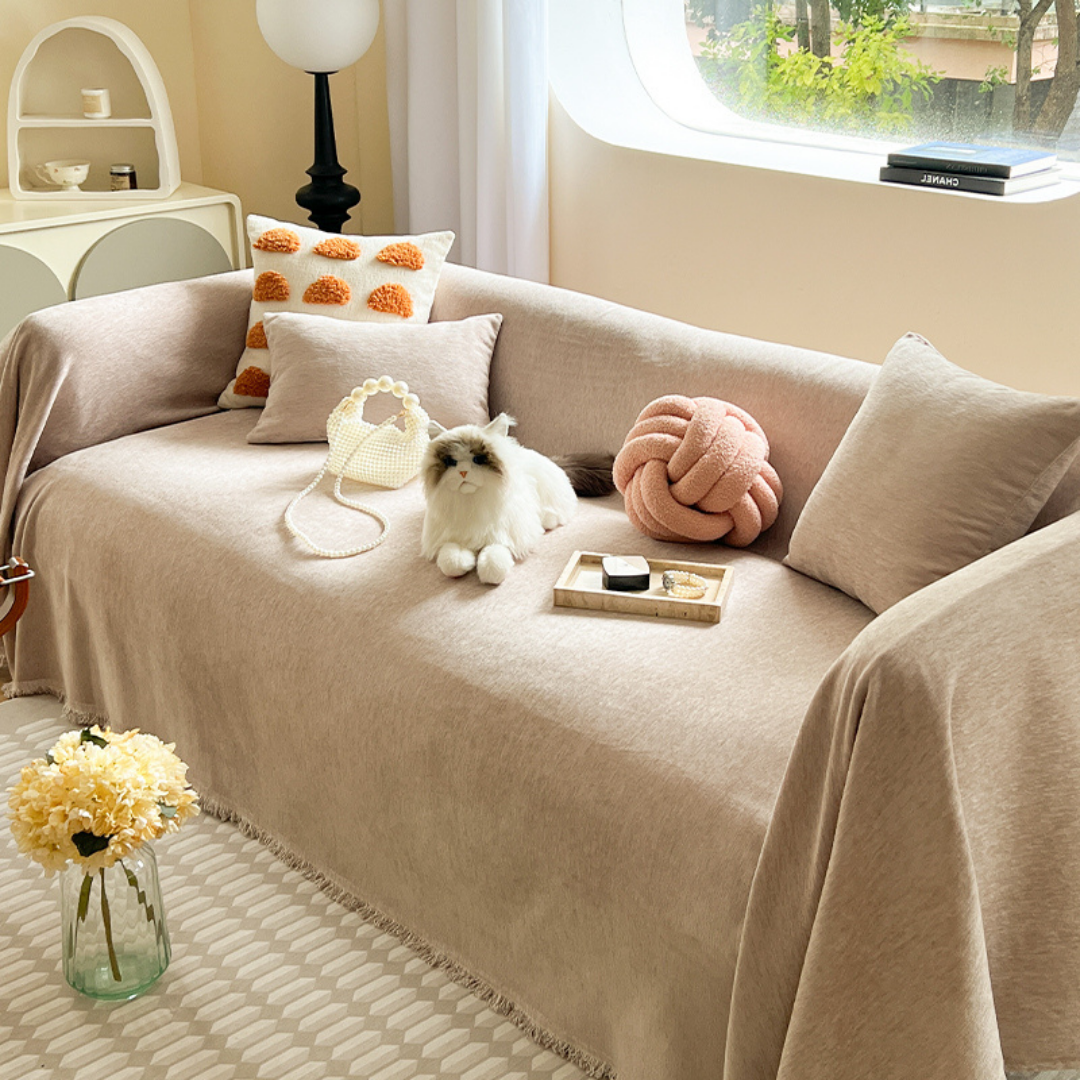 ネイチャームードフリンジソファカバー