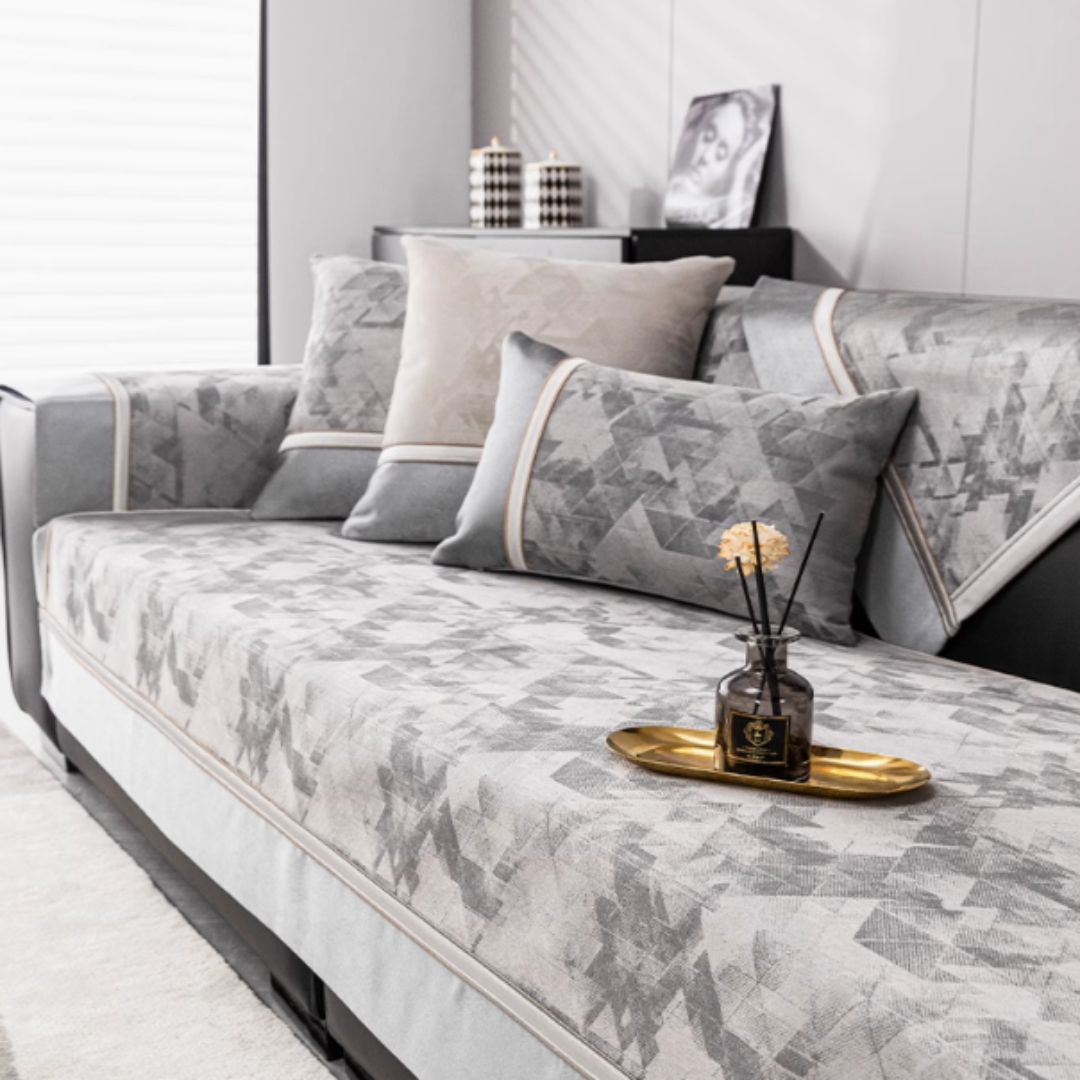 グレーレイヤーソファカバー〔滑り止め付き〕