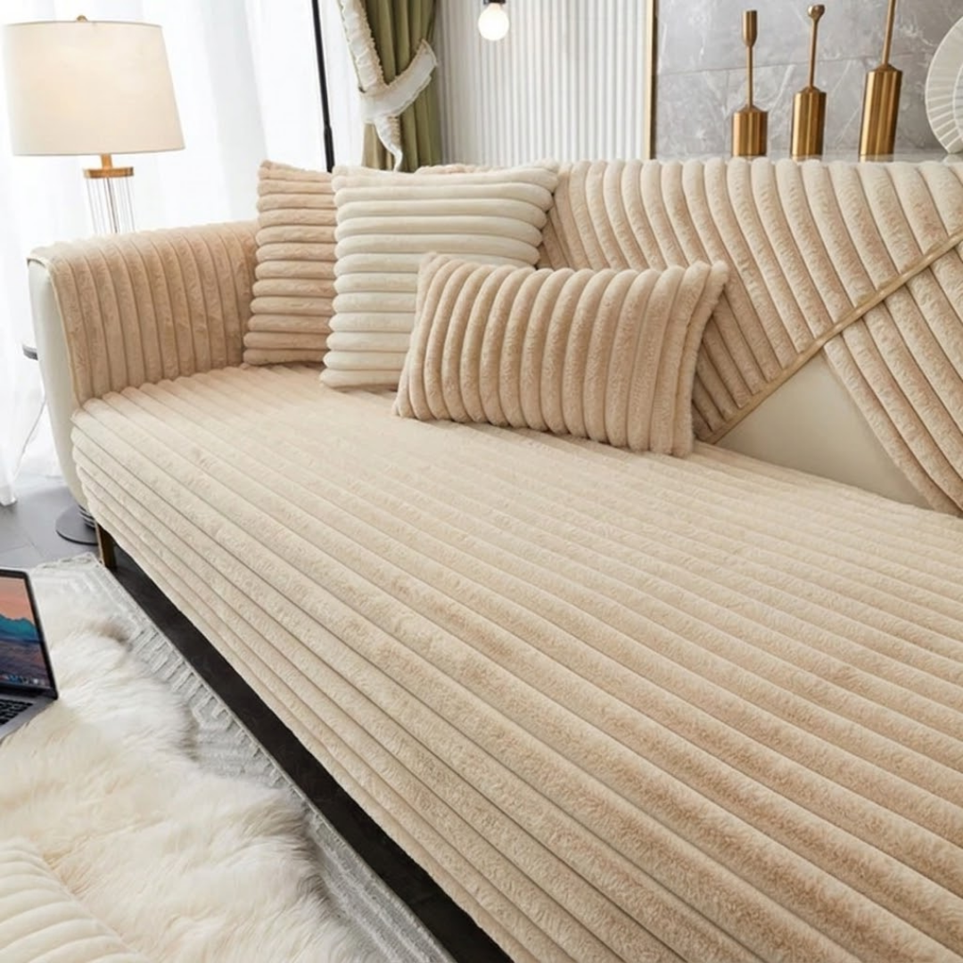 ファーリュクスリブソファカバー〔滑り止め付き〕