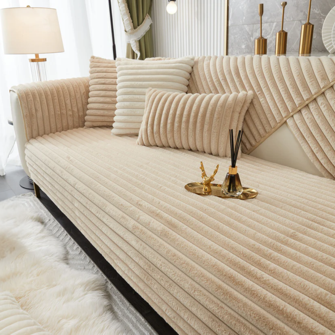 ファーリュクスリブソファカバー〔滑り止め付き〕