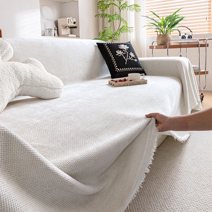 エンボスウィーブフリンジソファカバー