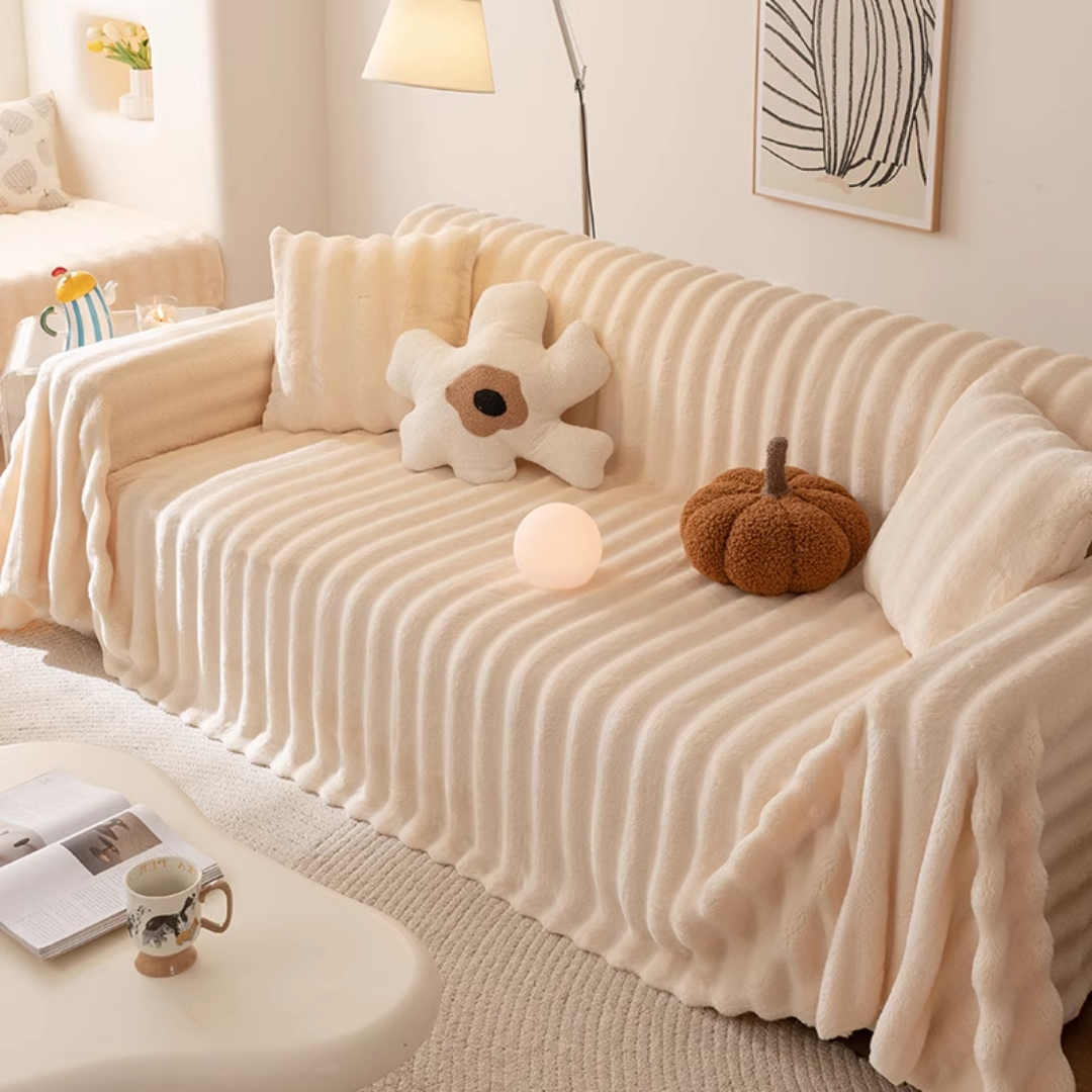 ノルディックフェイクファーストライプソファカバー – SOFA DECO ノルディックフェイクファーストライプソファカバー – SOFA DECO