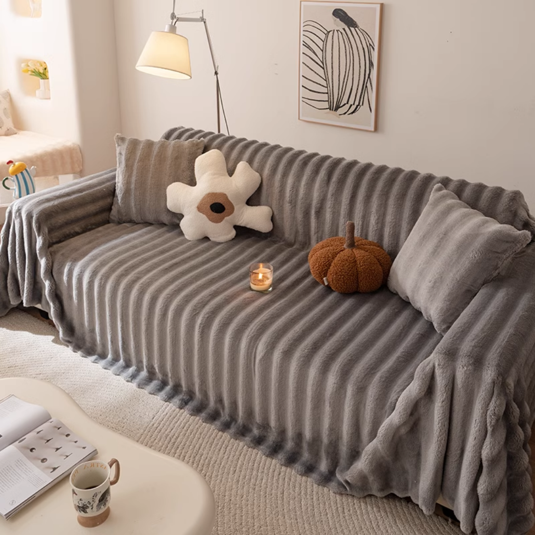 ノルディックフェイクファーストライプソファカバー – SOFA DECO ノルディックフェイクファーストライプソファカバー – SOFA DECO