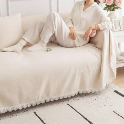 シェニール風クラシックレースソファカバー