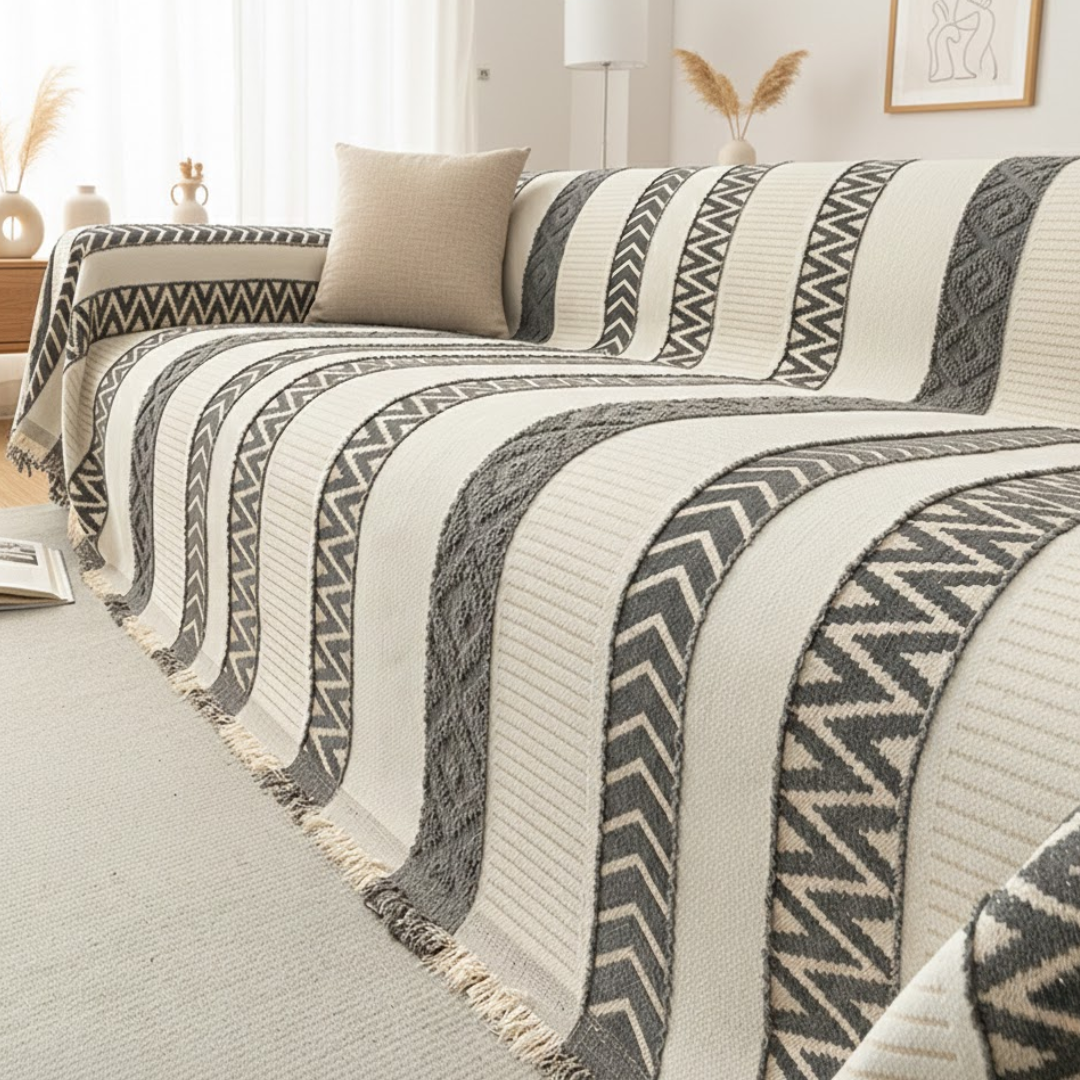 ナチュラルジオメトリックソファカバー