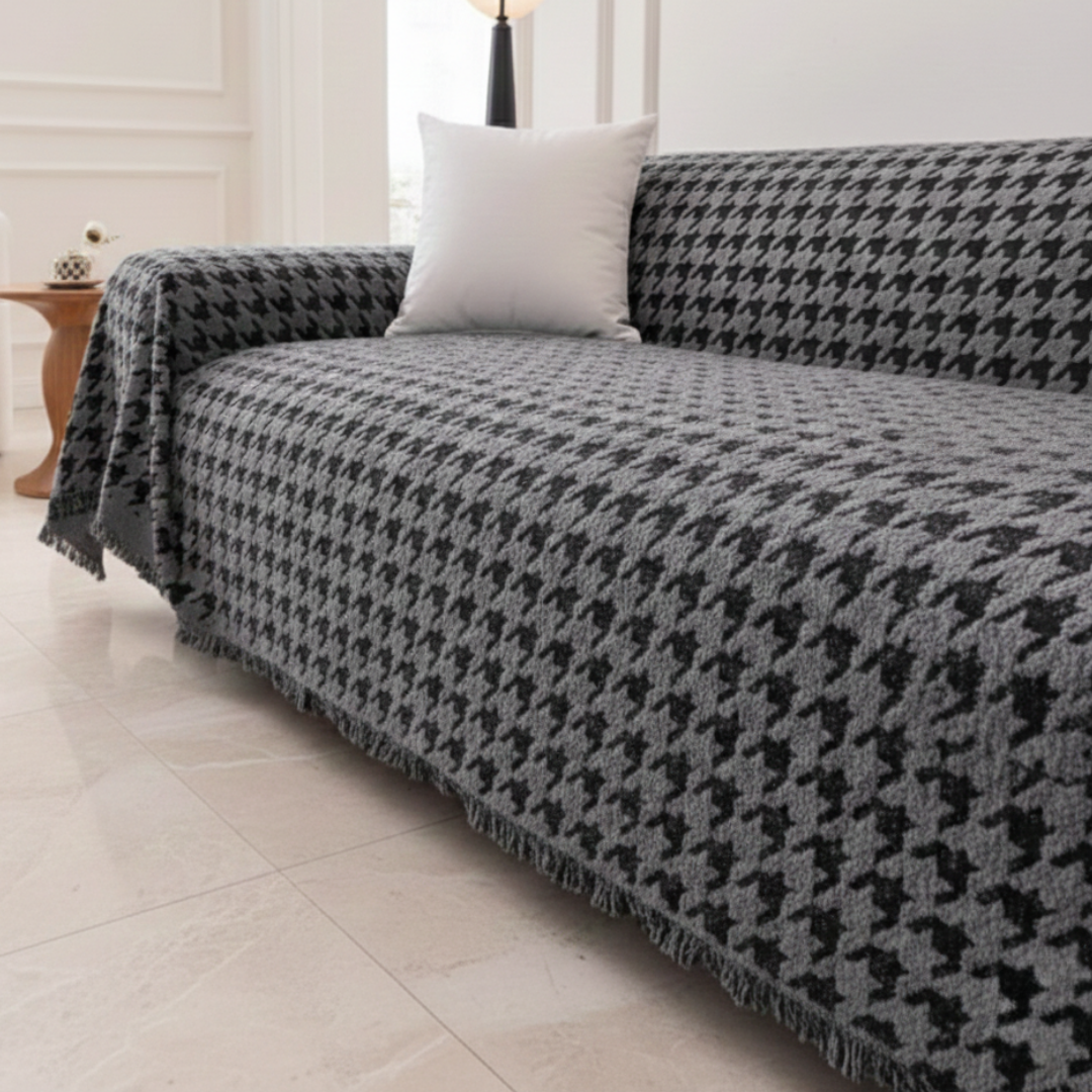 ノーブルハウンドトゥースソファカバー