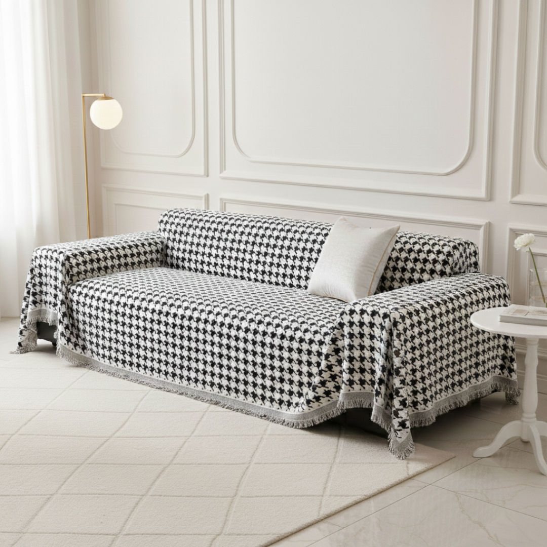 ノーブルハウンドトゥースソファカバー