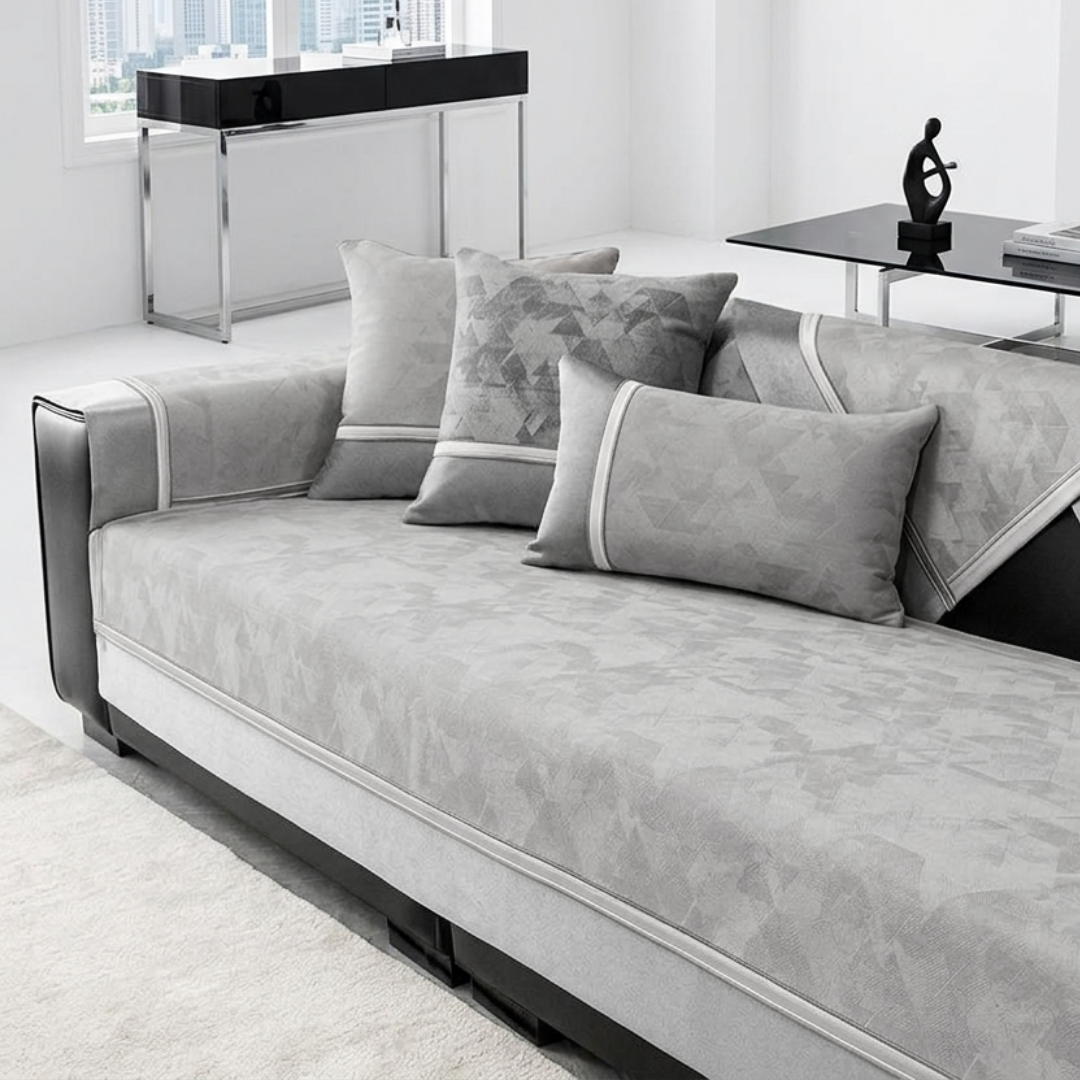 グレーレイヤーソファカバー〔滑り止め付き〕