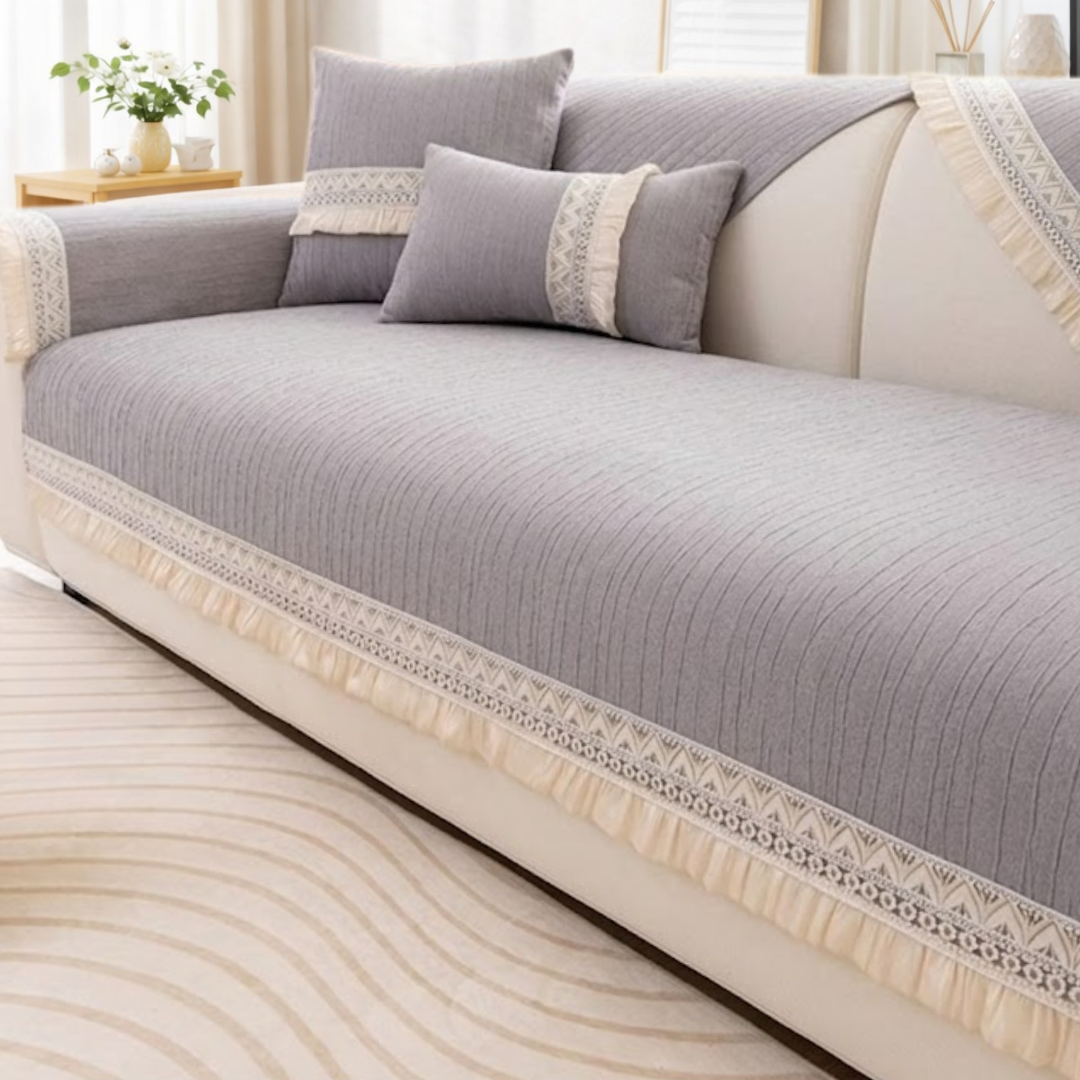 シェニール風セレーノソファカバー〔滑り止め付き〕