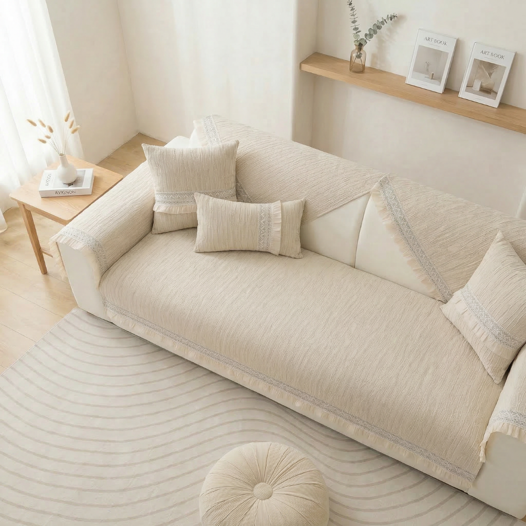 シェニール風セレーノソファカバー〔滑り止め付き〕