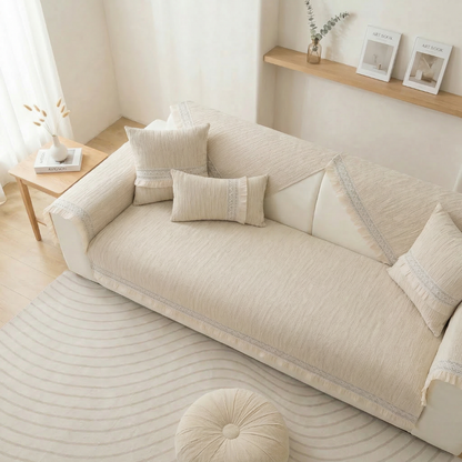 シェニール風セレーノソファカバー〔滑り止め付き〕
