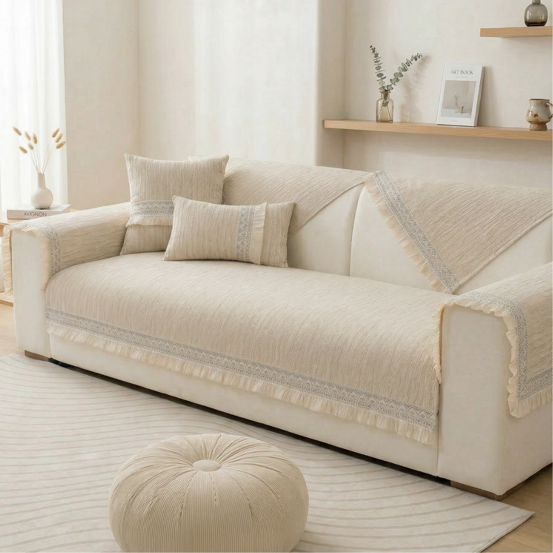 シェニール風セレーノソファカバー〔滑り止め付き〕