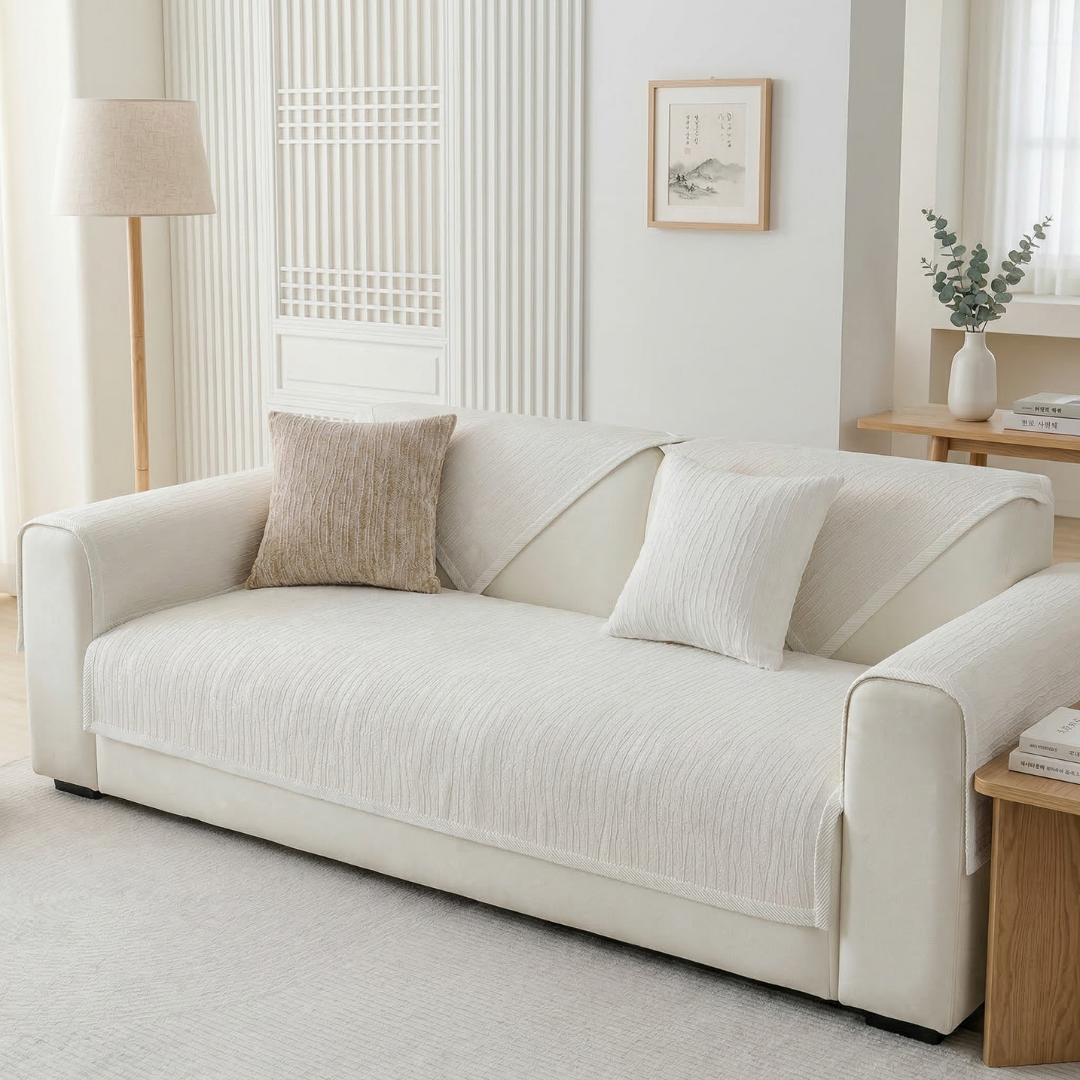 カームグレインソファカバー〔滑り止め付き〕