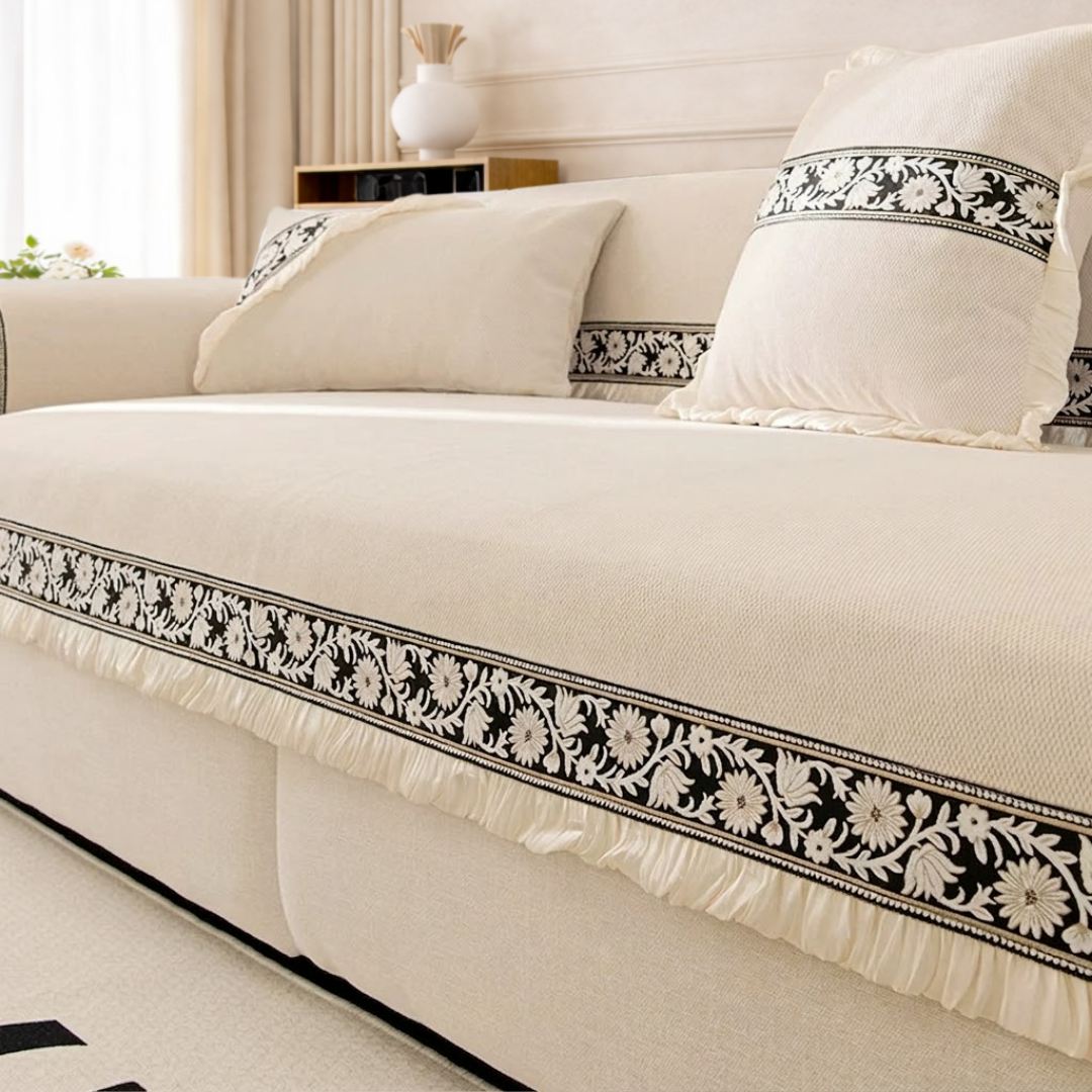 ブロッサムリボンソファカバー〔滑り止め付き〕