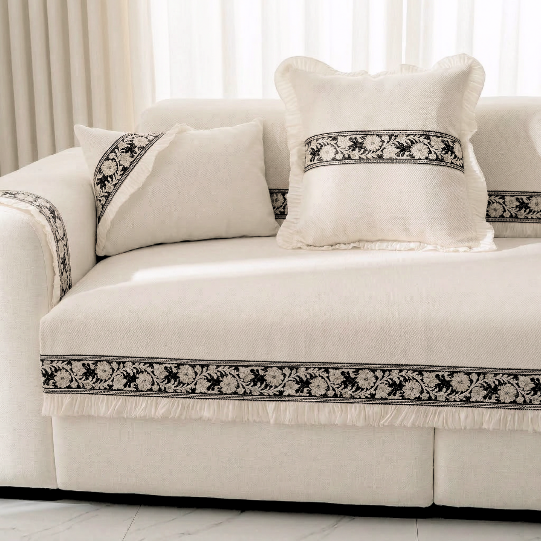 ブロッサムリボンソファカバー〔滑り止め付き〕