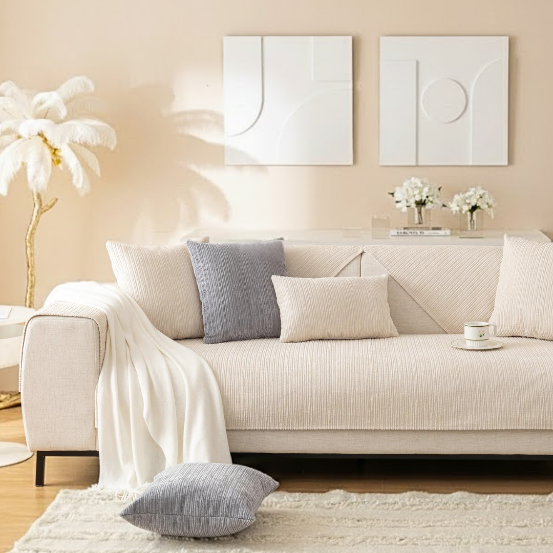 リブモダンソファカバー〔滑り止め付き〕