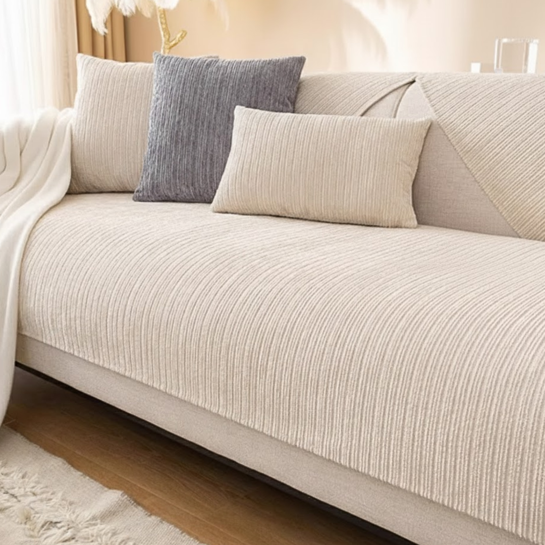 リブモダンソファカバー〔滑り止め付き〕