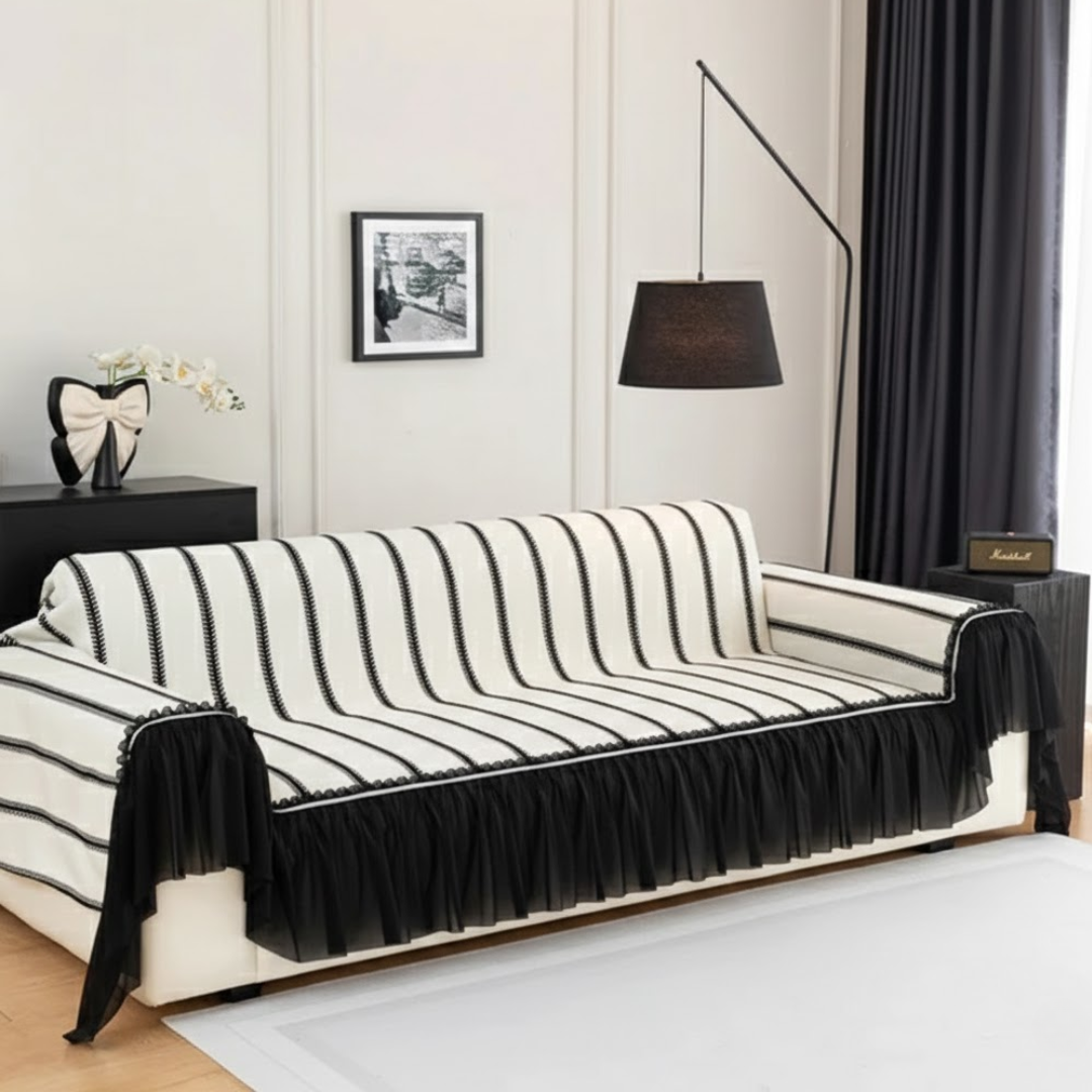 リーフラインフリルソファカバー