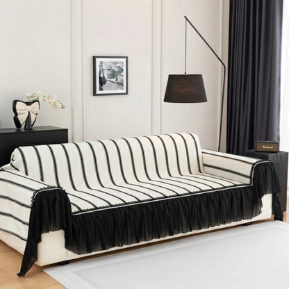 リーフラインフリルソファカバー