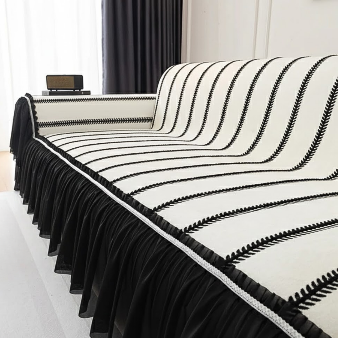 リーフラインフリルソファカバー