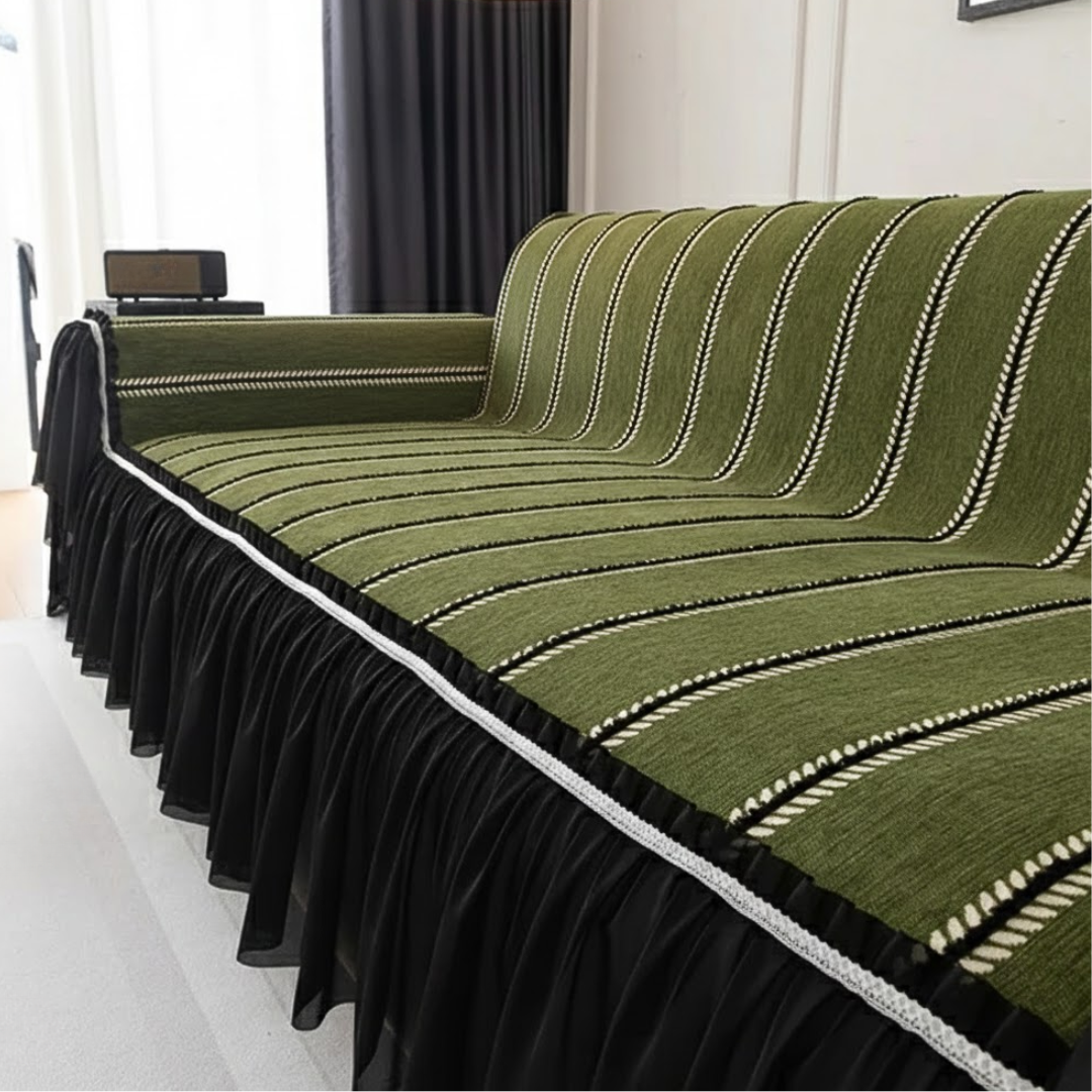 リーフラインフリルソファカバー