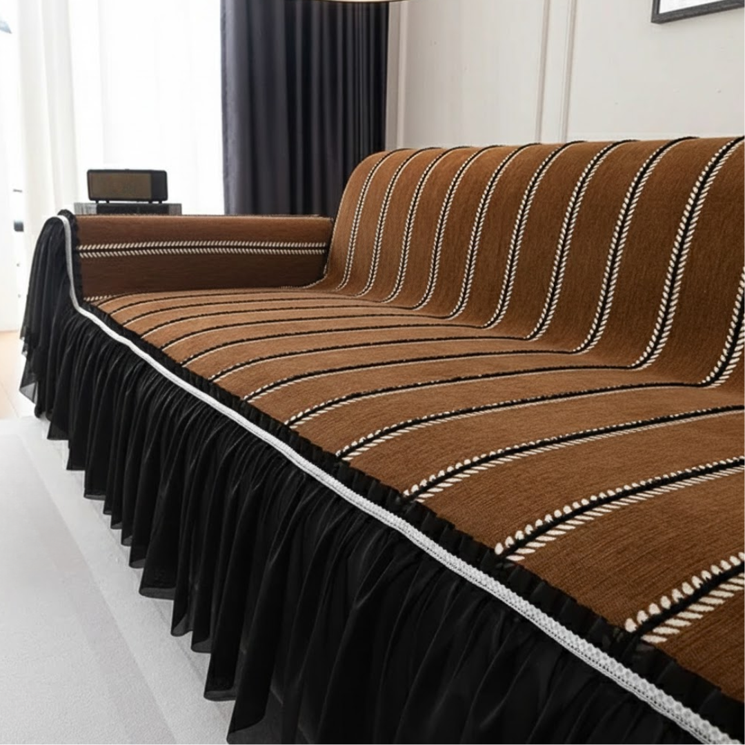 リーフラインフリルソファカバー