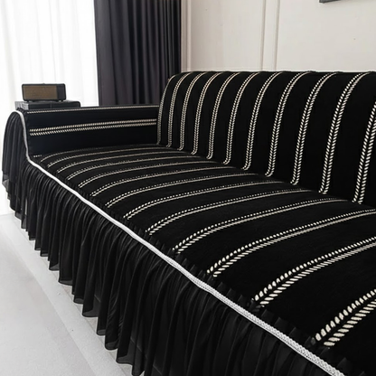 リーフラインフリルソファカバー