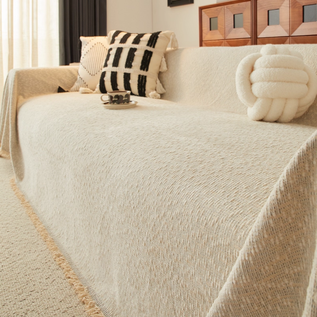 ナチュラルカームフリンジソファカバー