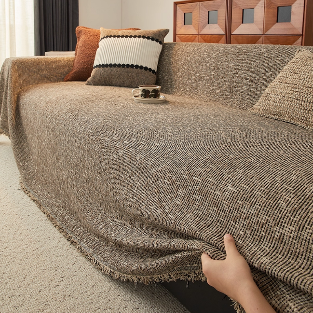 ナチュラルカームフリンジソファカバー