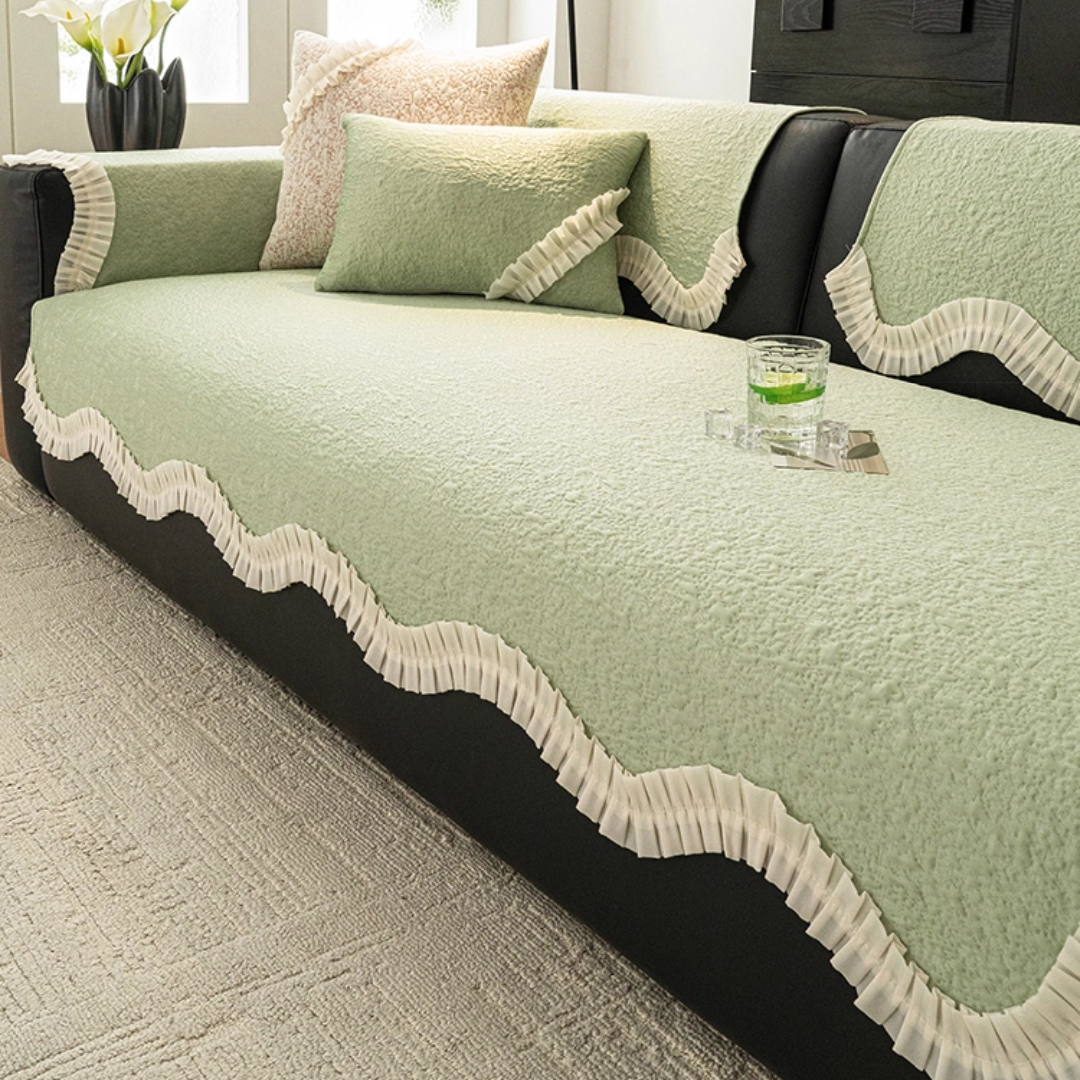 ロマンティックプリーツソファカバー〔冷感 / 涼感 / 滑り止め付き〕