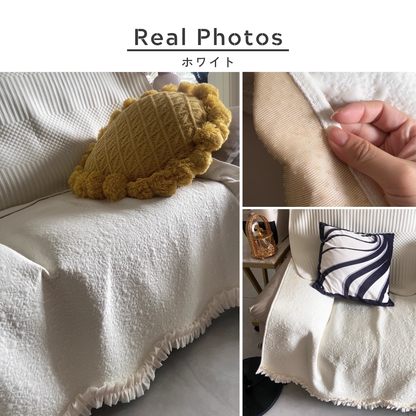 ロマンティックプリーツソファカバー〔冷感 / 涼感 / 滑り止め付き〕