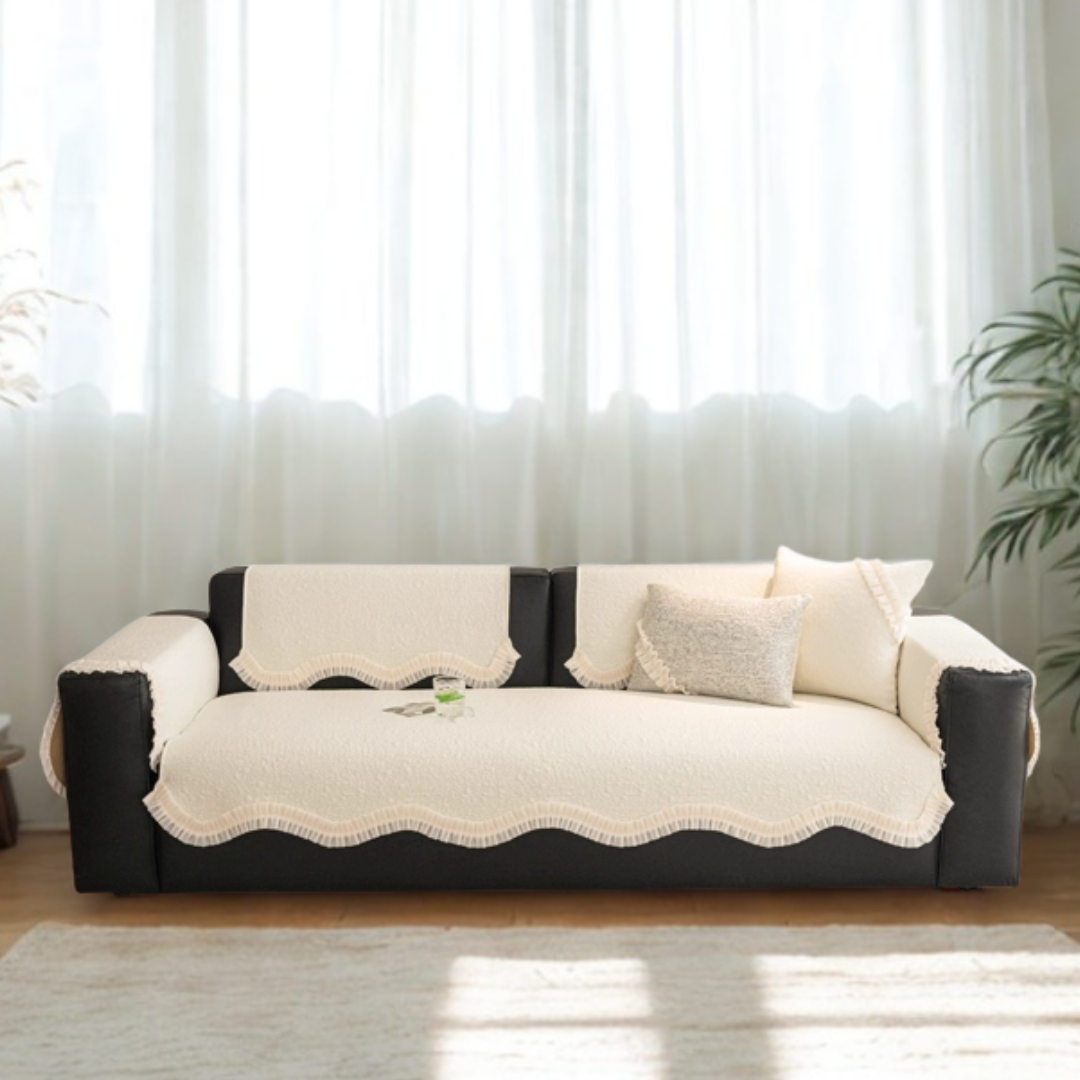 ロマンティックプリーツソファカバー〔冷感 / 涼感 / 滑り止め付き〕