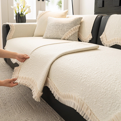 ロマンティックプリーツソファカバー〔冷感 / 涼感 / 滑り止め付き〕