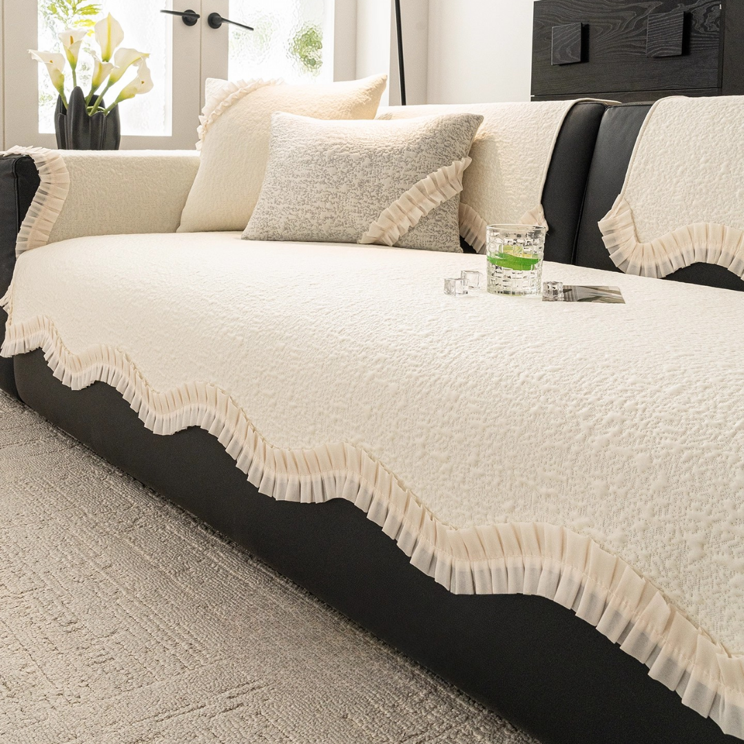 ロマンティックプリーツソファカバー〔冷感 / 涼感 / 滑り止め付き〕