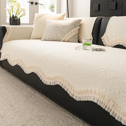 ロマンティックプリーツソファカバー〔冷感 / 涼感 / 滑り止め付き〕