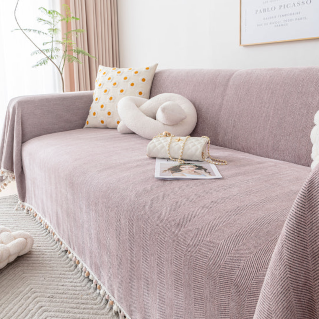 ノルディックポンポンフリンジソファカバー〔防水対応〕