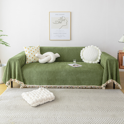 ノルディックポンポンフリンジソファカバー〔防水対応〕