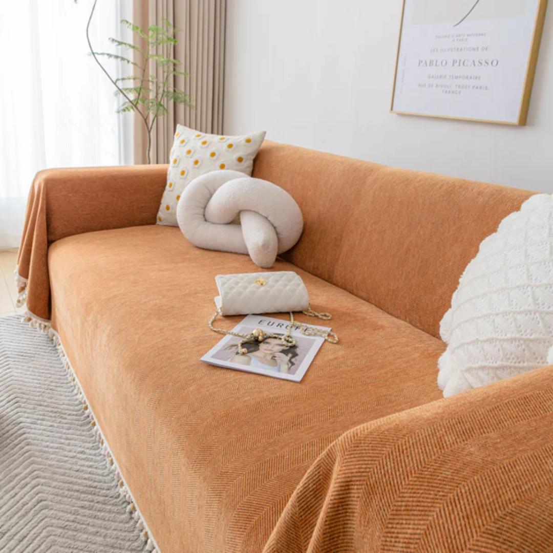 ノルディックポンポンフリンジソファカバー〔防水対応〕